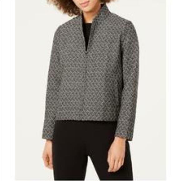 Eileen Fisher | Grey Zip Up Jacket Rosette Jacquard Small - Picture 1 of 9